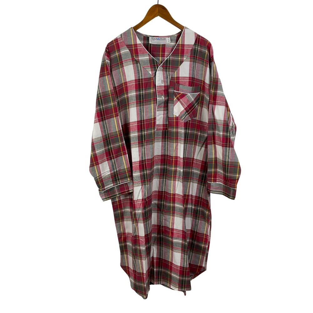 Buck Buck Men's Plaid Flannel Nightgown Size Large/Xlarge
